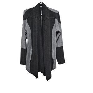 Artesia Gray Colorblock Drape Cardigan Sweater Large
